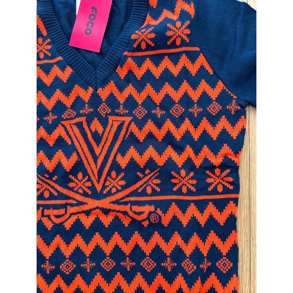FOCO Women's Ugly Holiday V-Neck Sweater - Virginia Cavaliers - Size L - Picture 3 of 5